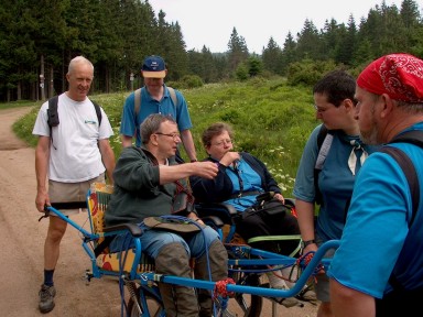 randonnée très sportive, Vosges, 2003 randonnée très sportive avec joëlette, Vosges, 2003