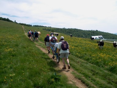 randonnée très sportive, Vosges, 2003 randonnée très sportive avec joëlette, Vosges, 2003