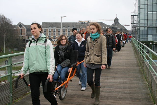 Randonnée sportive avec joëlettes, Louvain-la-Neuve, 2011