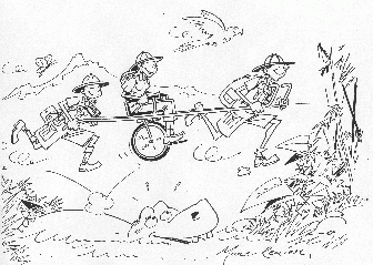 Joëlette bondissante sur le dos d'un hippopotame